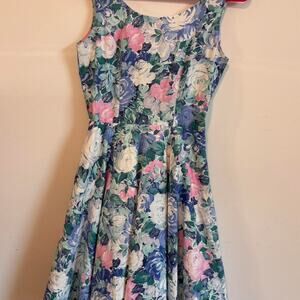Vintage floral cotton skater dress